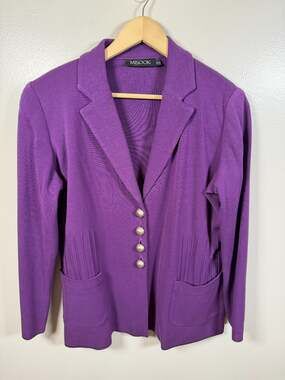 Misook Cardigan Sweater Size 0X Purple Artsy Art to Wear Work Office Capsule